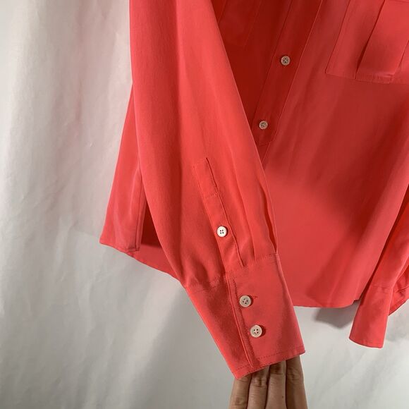 J. Crew 100% Silk Blouse Women's 10 Hot Pink Long Sleeve Button Up Lightweight - Picture 5 of 11